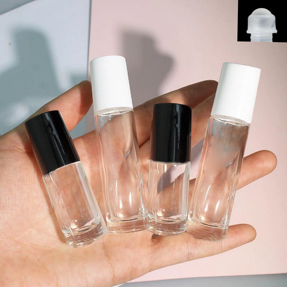 

5ml 10ml Clear Glass Roll on Bottles Empty Sample Vials Essential Oil Container With Glass Roller Ball Cosmetic Packing