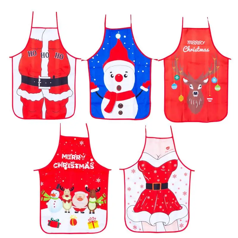 

Рождественский кухонный фартук, водонепроницаемый маслостойкий Рождественский фартук с принтом, мультяшный фартук для выпечки, для приготовления пищи, гриля