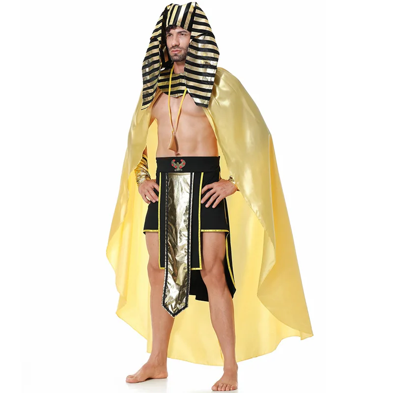 

Men Egyptian Pharaoh Cosplay Halloween Middle Eastern Traditional King Costumes Carnival Purim Parade Role Play Show Party Dress