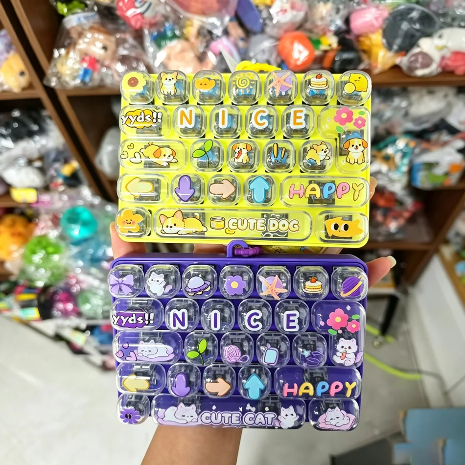Portable Fidget Keyboard Toy with Cute Cartoon Animal Designs, 26 Keys