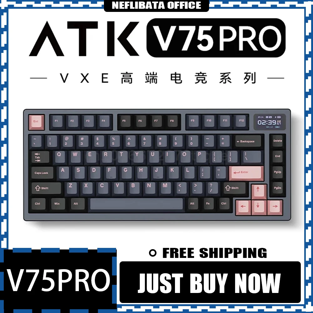 

ATK V75PRO Mechanical Keyboard Customize E-sports Three Mode Usb/2.4g/Bluetooth Keyboard Hot Swap Rgb Gaming Keyboards PC Gift