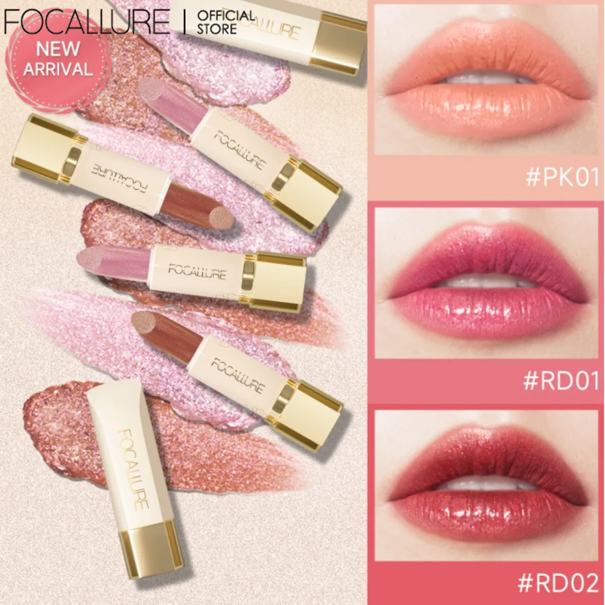 

FOCALLURE Diamond Shiny Lipstick Moisturizing Long Lasting 13 Colors Lip Gloss Glitter Shimmer Lip Blam Lips Makeup Cosmetics