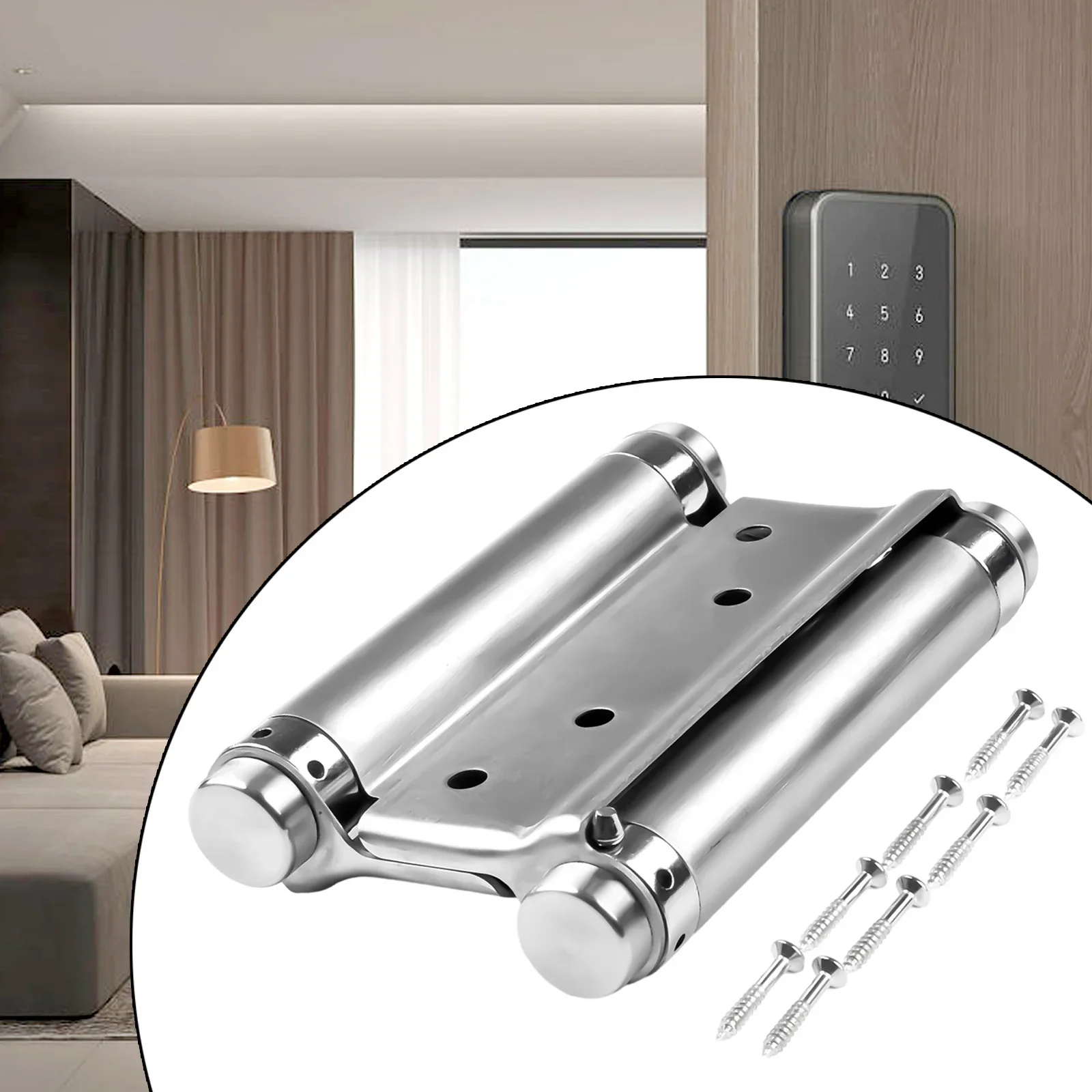 Double Spring Hinge Two-Way Free Door Hinge Stainless Steel Automatic Door Closing Garage Hinges Fence Dedicated Hardware