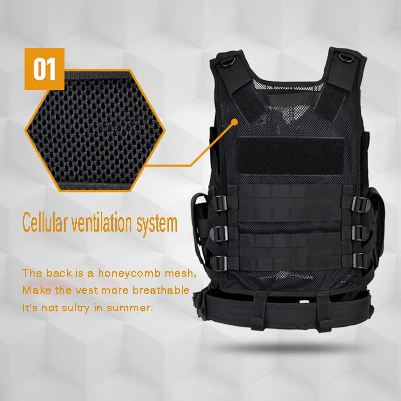 Adjustable Jacket Tactical Vest Multi-Pocket CS Game Airsoft Training Hunting Vest Accessories Hunting Security Clothes Swat