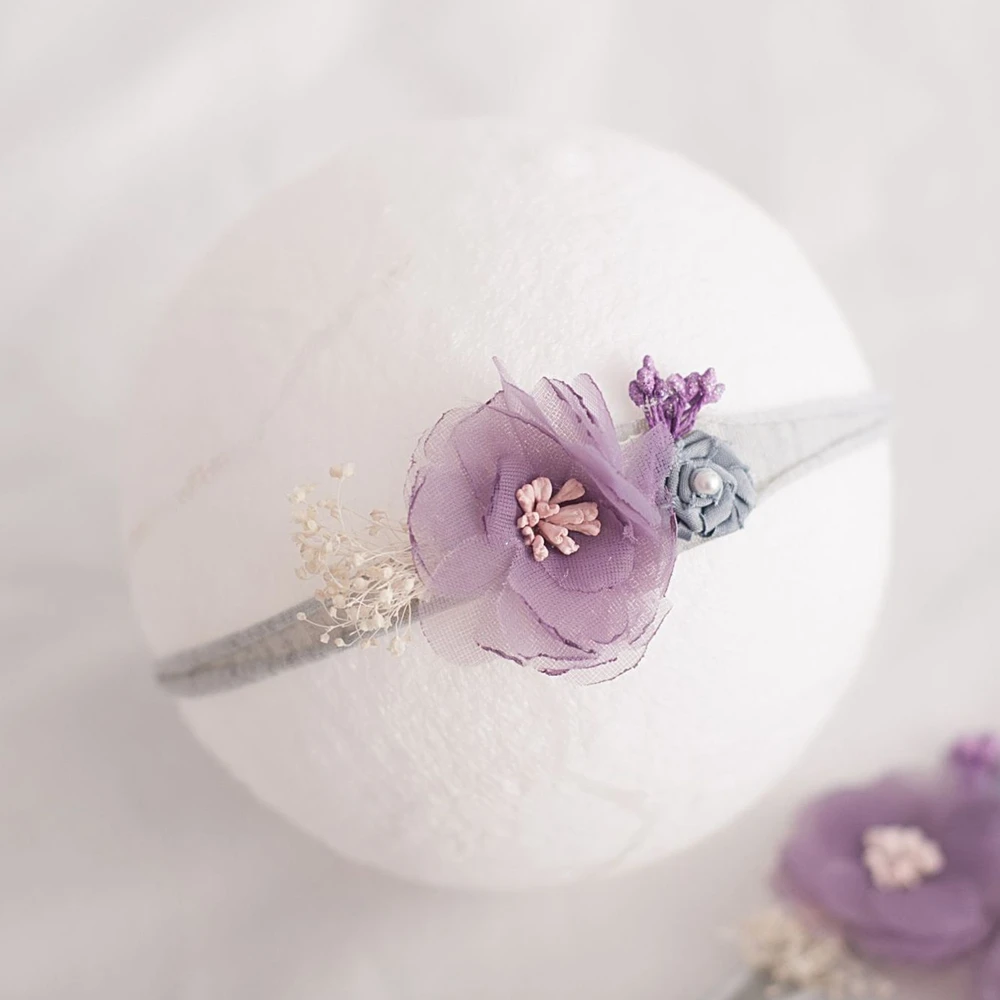 Baby Flower Headband Newborn Photography Prop Baby Girl Headwear Tiara Pearl Headwrap Studio Photo Infant Hair Accessories 2