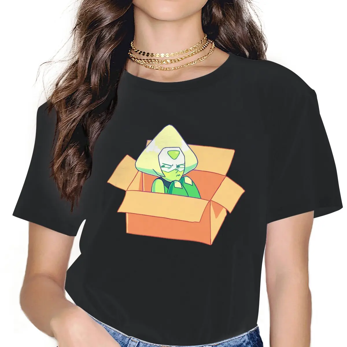 

Peridot In A Box Feminine Shirts Steven Universe American Animated Crystal Gems Oversized T-shirt Harajuku Vintage Female Blusas