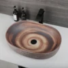 ZAPPO Wood Colored Ceramics Bathroom Sink Vessel Sink for Bathroom  Above Counter Ceramic Bathroom Vanity Vessel Sink Bowl 3