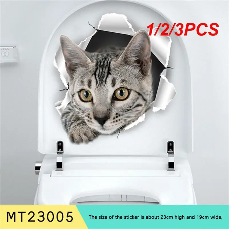 New Cartoon Toilet Sticker Toilet Bathroom Waterproof Self-adhesive Paper Cute Cat Expression Sticker 1/2/3PCS