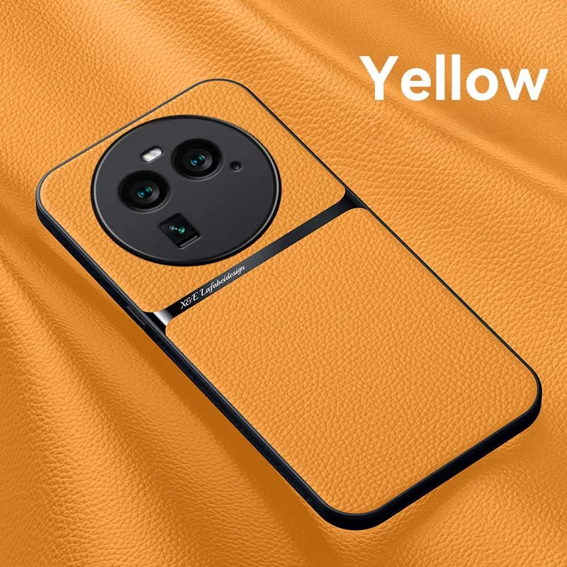 Leather Magnetic Car Holder Phone Case with Metal Plate Back Cover