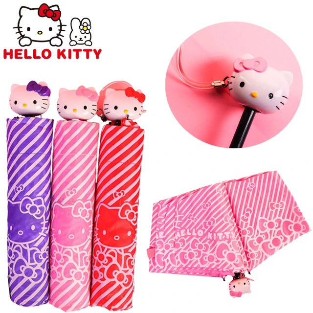 Olá Kitty Guarda-chuva Dobrável Portátil, Kuromi Y2K Anime Menina  Transparente Boneca Parasol Imprimir, Presente Kids