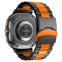 Men's Premium Stainless Steel Business Watch Band - Metal Strap with Elegant Design - Galaxy Ultra2 2026 (Black Orange)