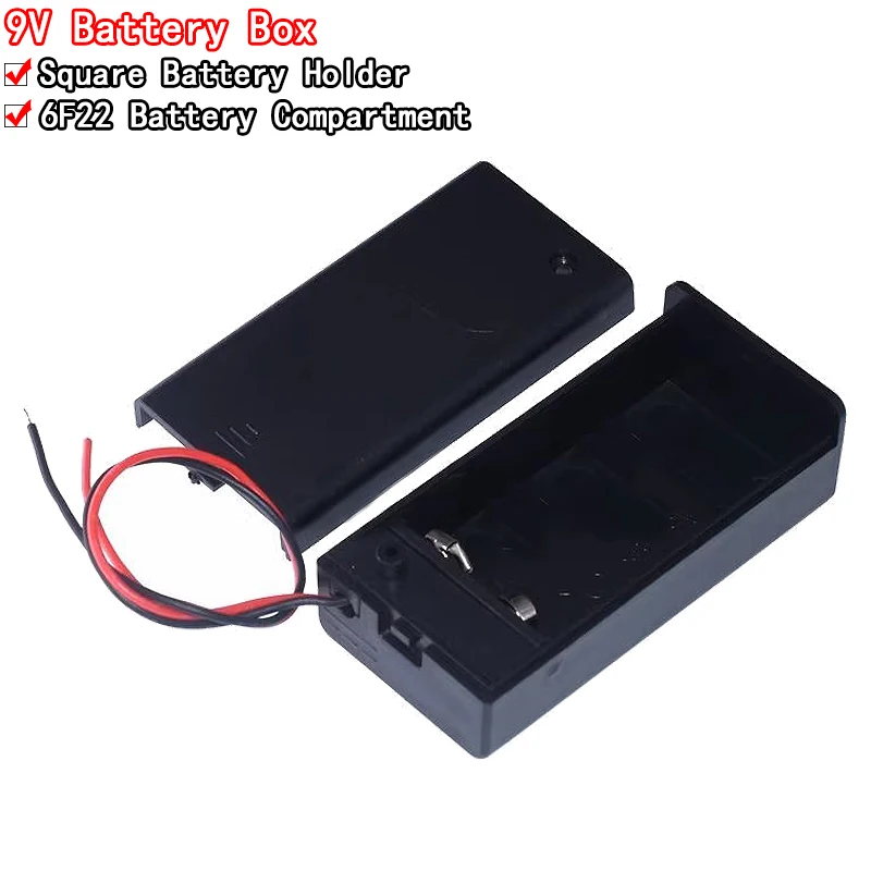 1/5Pcs 9V Battery Holder Box With Wire Lead ON/OFF Switch Cover Case ...