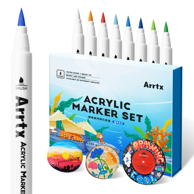 Arrtx Acrylic Paint Markers Metallic  Acrylic Paint Markers Crafts - Dual  Tip - Aliexpress