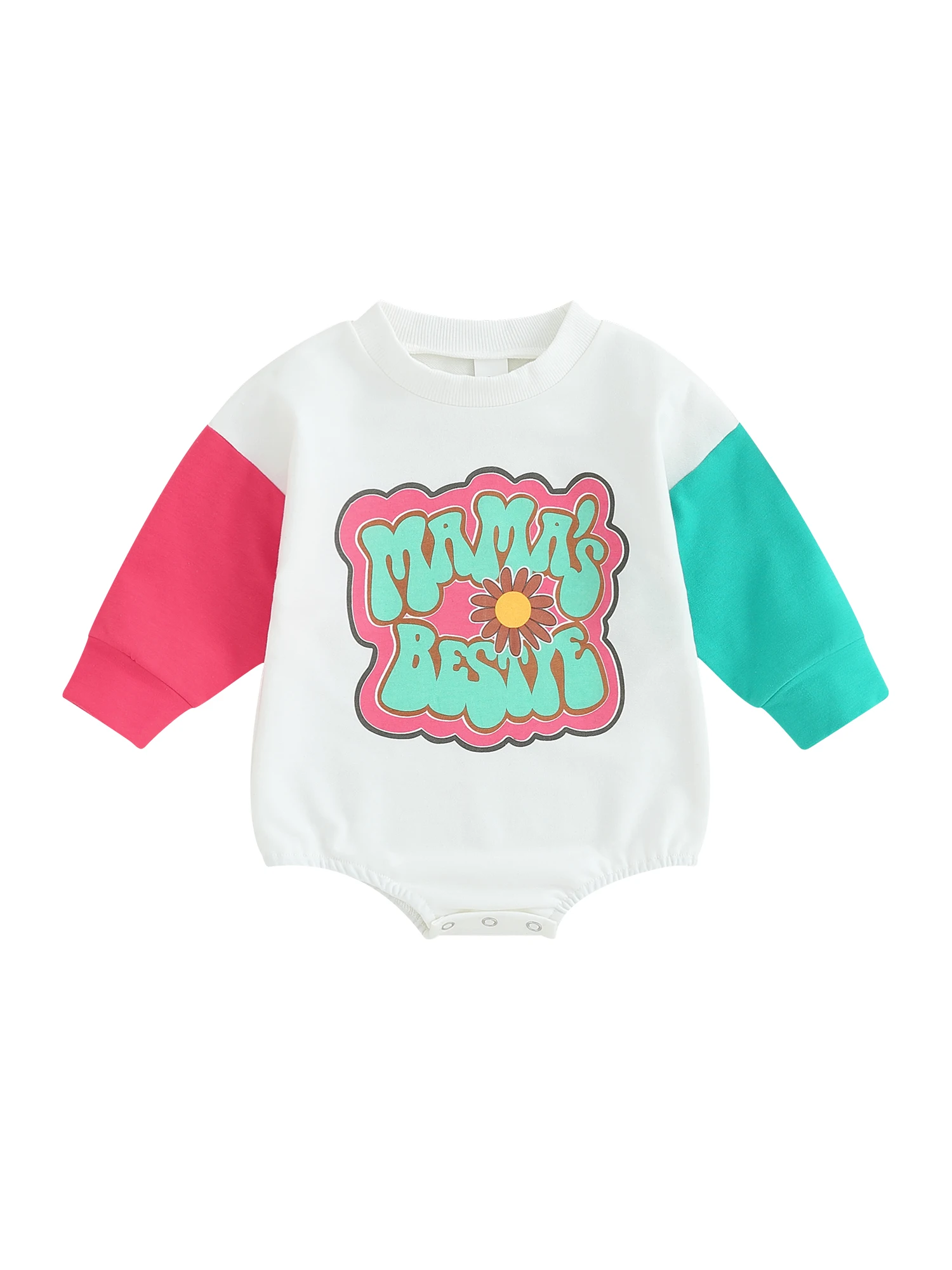

Newborn Baby Clothes Long Sleeve Round Neck Sweatshirt Romper with Cute Animal Print and Button Closure