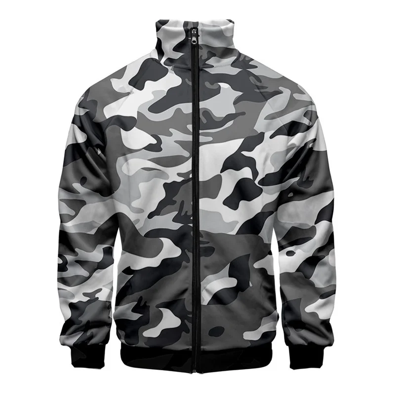 thumbnail image 1 of Chaqueta con estampado 3D de camuflaje para hombre, abrigo deportivo de calle de gran tamaño, chaqueta con cremallera para primavera y otoño, 1 of 5