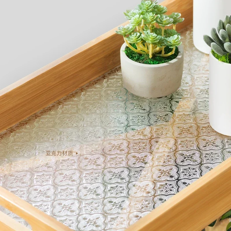 Simple Modern Double-Layer Bamboo Plant Stand Mobile Shelf Decoration with Tray Design Versatile Home Organizer Elegant Display