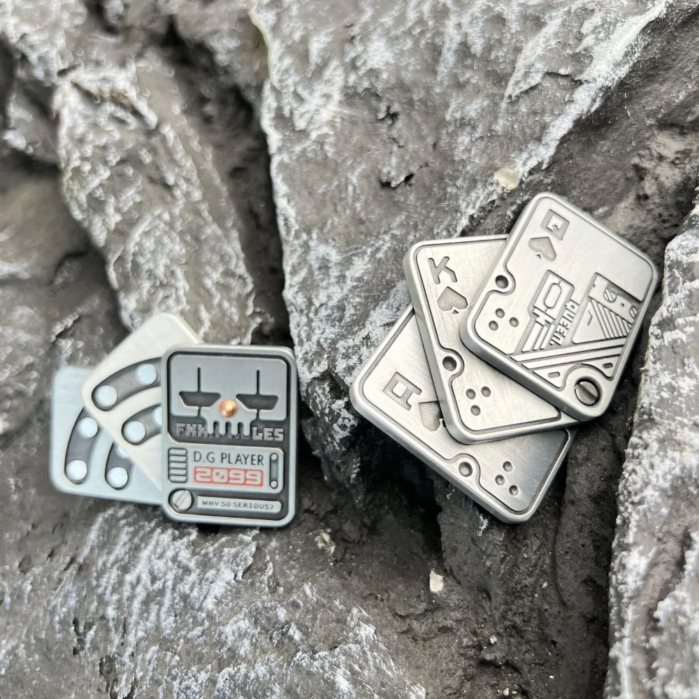 EDC three-layer ghost head AQK poker Splat Coin metal snap coin push card magnet slider fingertip top decompression toy gift fidget toy sensory fidget toy anti stress toy push puzzle game