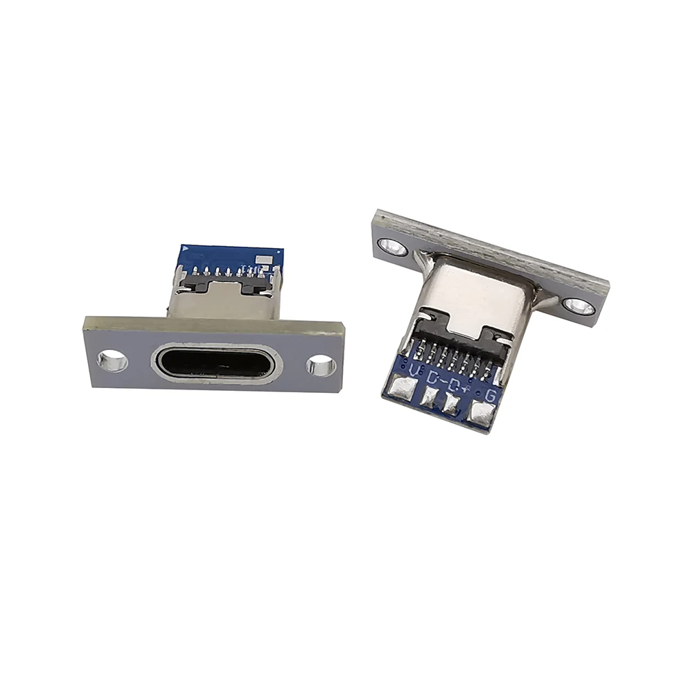 5/10Pcs Typ C USB 3,1 Buchse Stecker Mit Befestigungs Platte 2Pin 4Pin 6Pin Typ-C USB Jack Lade Port für DIY PCB – Detail 6