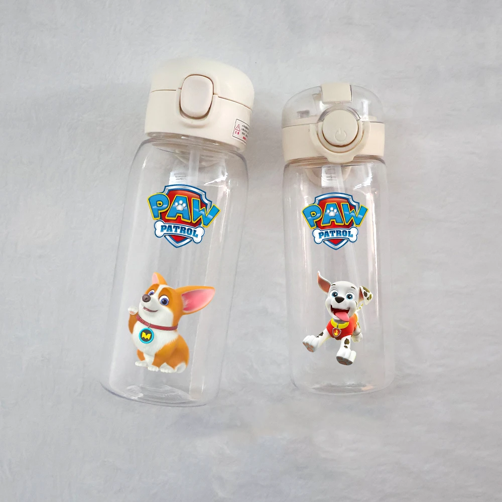 

PAW Patrol 400/600mL Ryder Marshall Transparent Plastic Straw Water Cup Portable Outdoor Travel Printed Drinking Sports Bottle