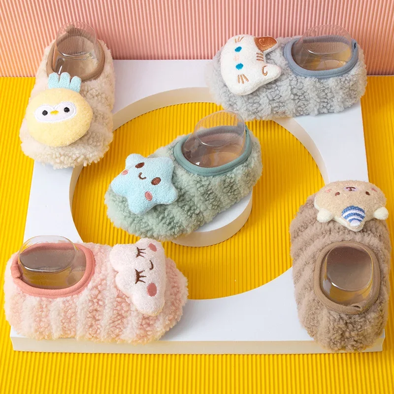 

Детские осенне-зимние напольные туфли и носки для мужчин и женщин, мягкая обувь на нескользящей подошве для детей