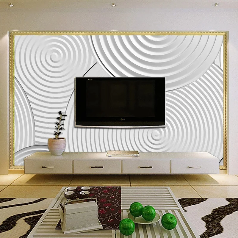 Custom Mural Wallpaper Modern 3D Abstract Line Relief Wavy Circle Fashion Living Room TV Art Background Wall Papel De Parede 3 D