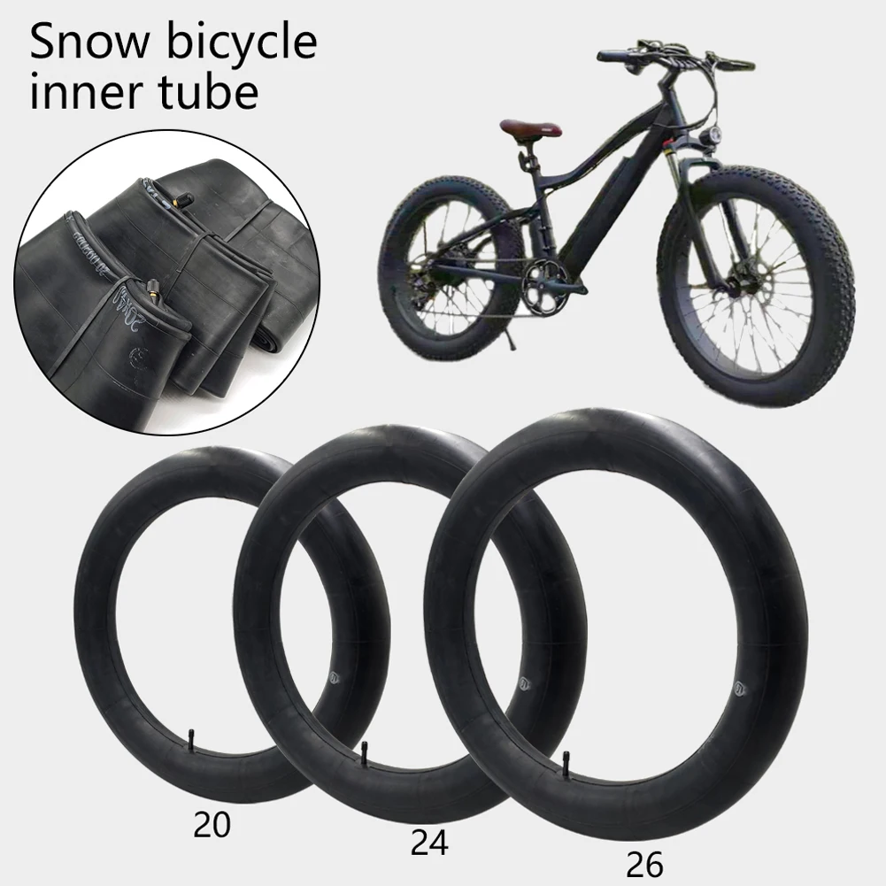 

1x Snow Bicycle Inner Tube 20/24/26x4.0 Rubber Black Inner Tube For Fat Bikes/E-Bikes Cycling Tires Accessories
