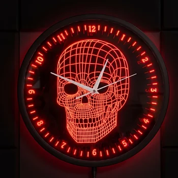 Skull LED Neon Clock – Red Gothic Wall Decor