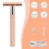 Double Edge Safety Razor for Women, with 10 pcs Safety Razor Blades Single Blade Razor Reusable Travel Essentials Women Razor 3