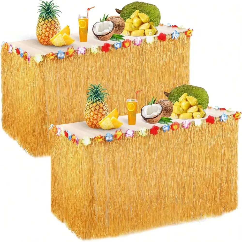 Table Skirt Straw Hawaiian Tiki Moana Themed Party Suitable Hawaiian Sea Wedding Birthday Party Decoration