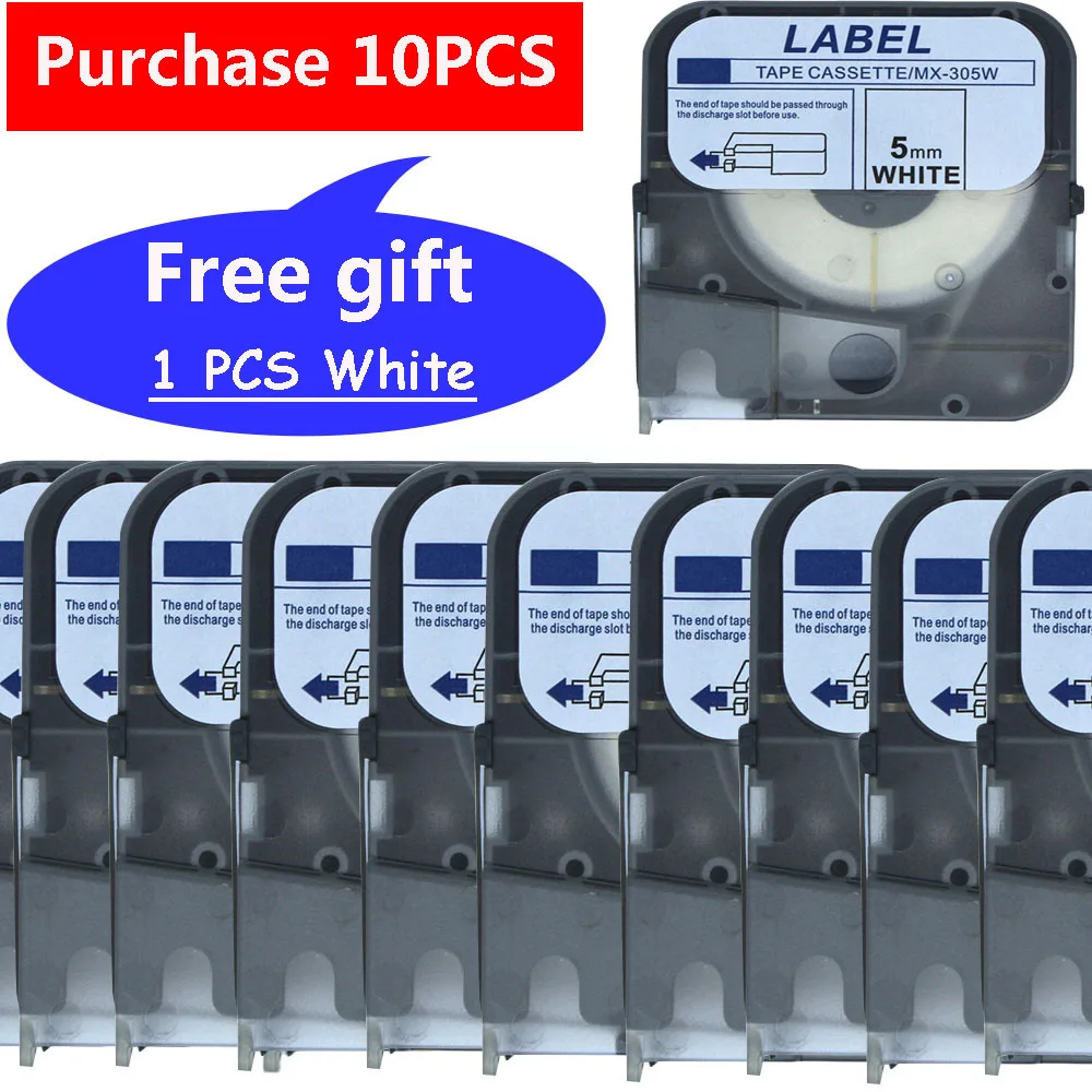 

10PCS Tape Case LM-TP305W (compatible) White Label For MAX LETATWIN Tube Printer LM-380E, LM-390A/PC, LM-400A, DR-100 Typewriter