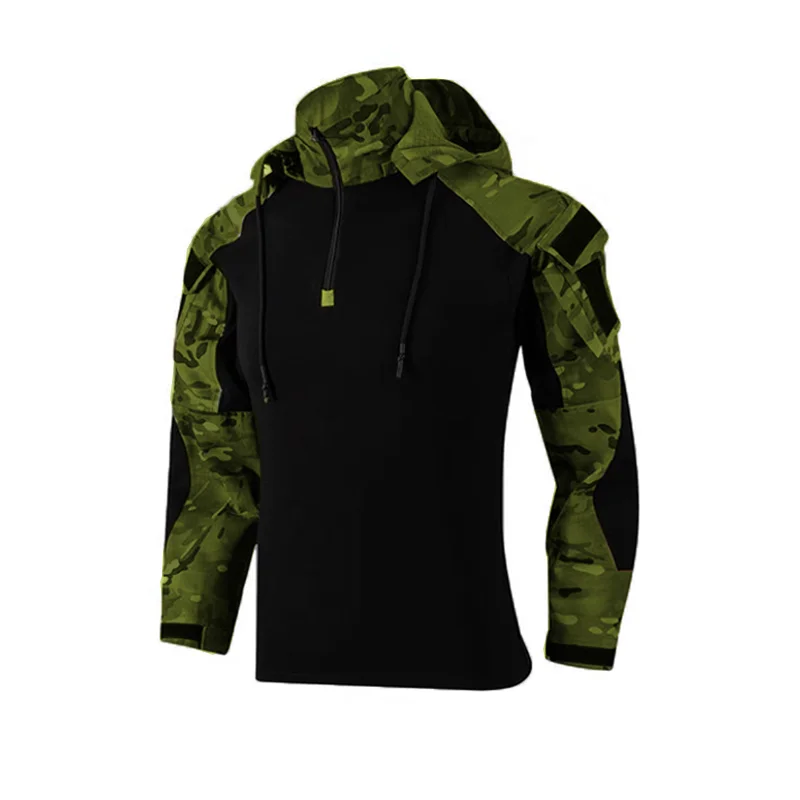 Men's Tactical Hoody Shirt Combat Uniform CP Blue Gray Camouflage Hooded Long Sleeve Man Army MultiCam Work Clothes