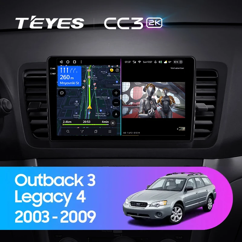 TEYES CC3 2K, 스바루 아웃백 3 레가시 4 2003 - 2009 차량용 라디오 멀티미디어 비디오 플레이어, 네비게이션 스테레오 GPS, 안드로이드 10, 2din, 2din DVD 없음