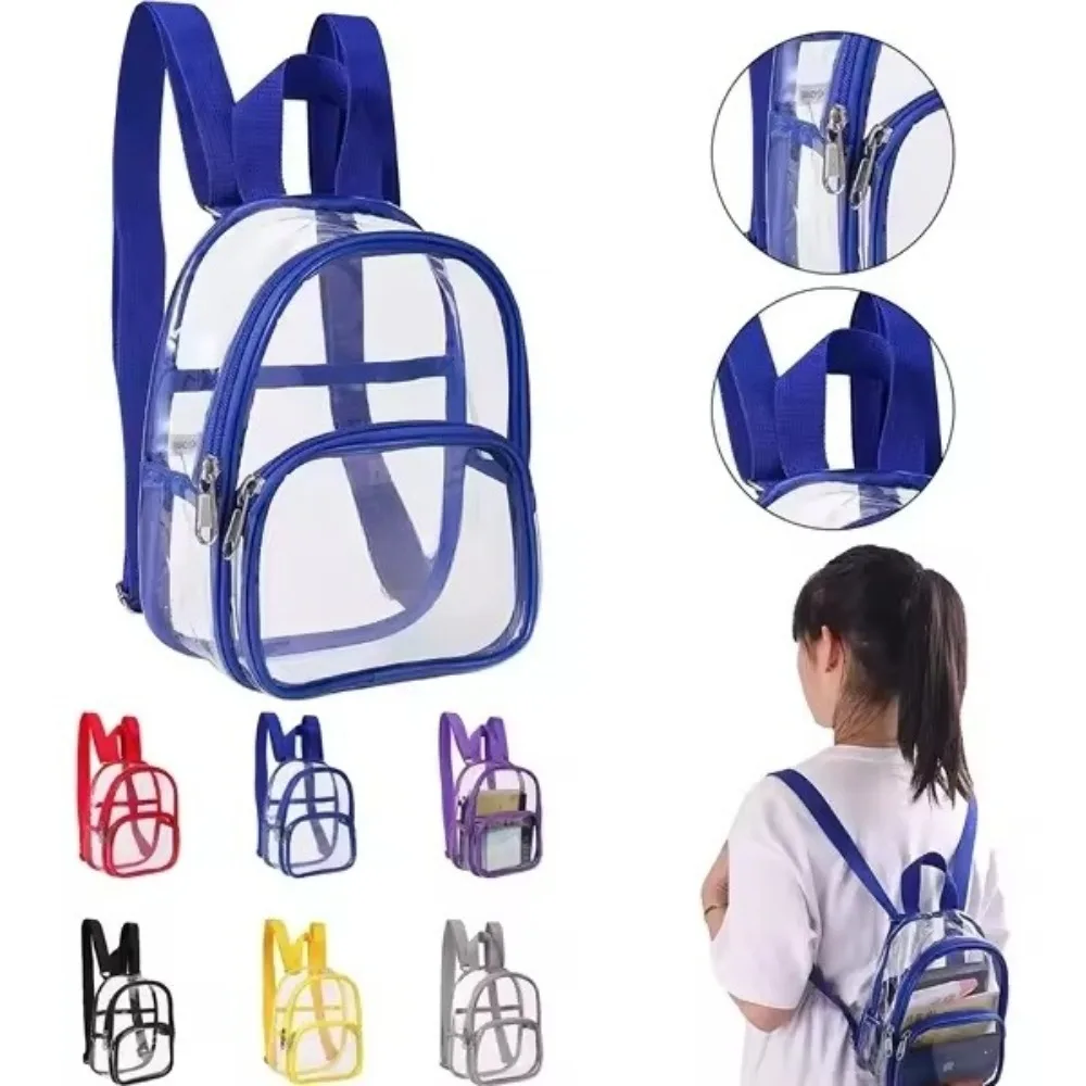 Mini Clear Pvc Backpack Waterproof Transparent Storage Bag Casual Travel Toiletry Pouch Portable Student Stationery Organizer 1