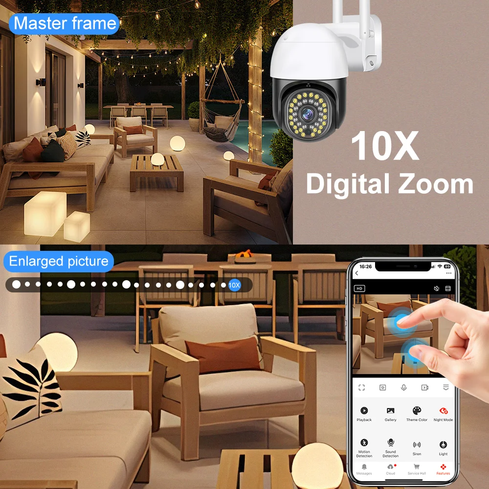 Tuya Smart 10X Zoom Wifi PTZ Camera Outdoor Home Security Video Surveillance 5MP Wireless IP Cameras AI Automatic Human Tracking 4