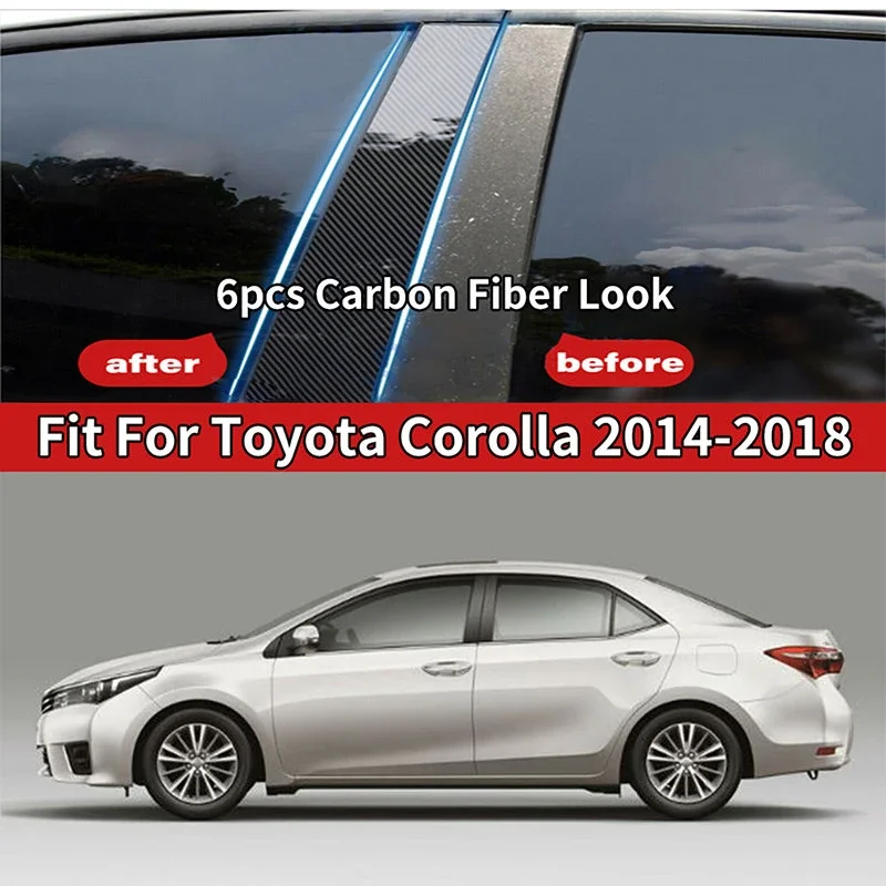 

6 шт., декоративные наклейки на столб автомобиля Toyota Corolla 2014-2016 2017 2018