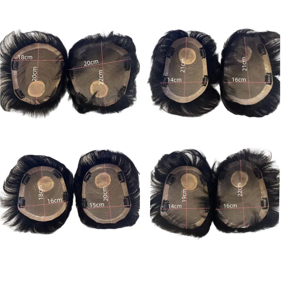 Parrucca da uomo Sistema di sostituzione dei capelli Parrucca per capelli protesi Capelli umani spessi Parrucchino da uomo con PU attorno a pezzi maschili per calvizie da uomo - immagine 4
