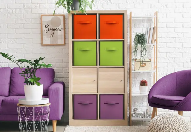 16407-d8feca.jpg Cube Storage Bins for Drawer and Closet Organization in Purple Green Orange Set of 6