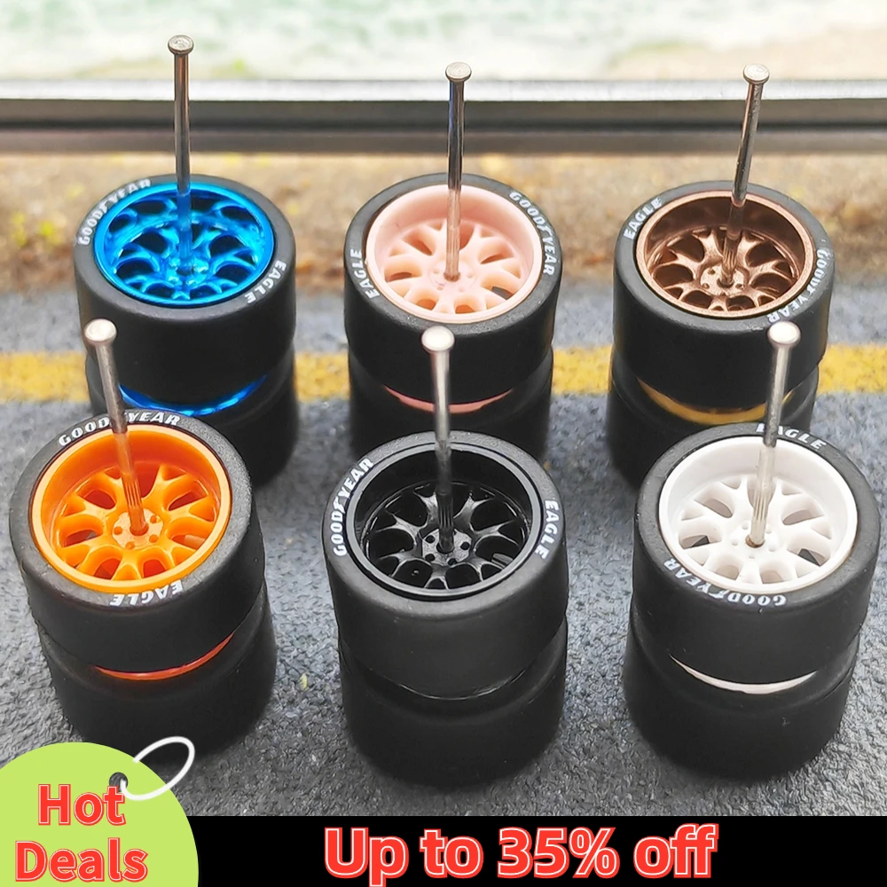 1/64 Wheels with Rubber Tires BBS LM-R Large Size Refitting Parts for Diecast Model Car Hot Wheels Matchbox Tomica D:13mm 1 Set 5