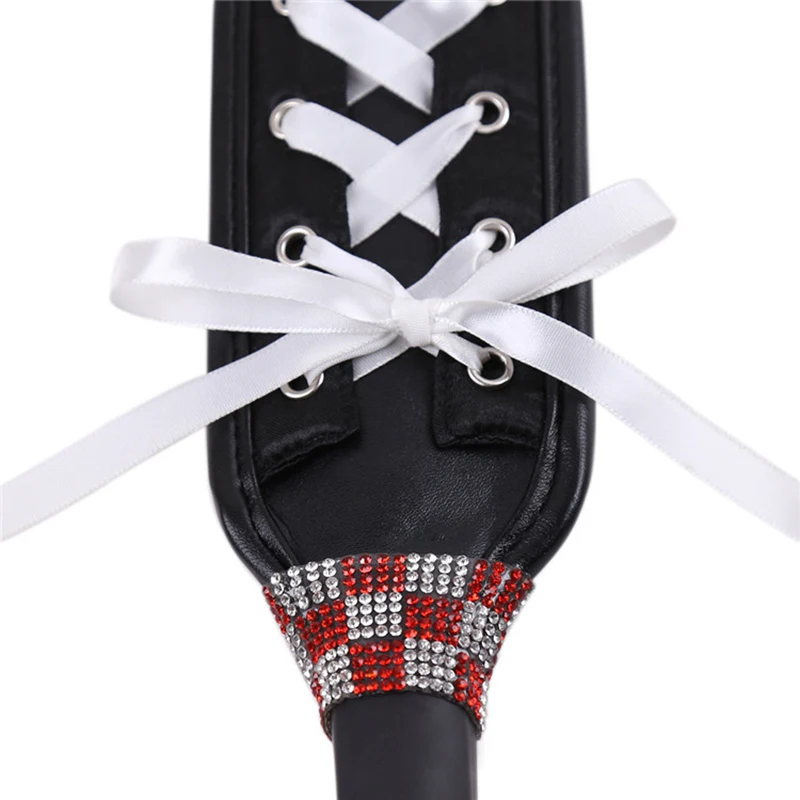 36cm Lace Up Paddle Riding Crops Flogger Horsewhips Spikes Leather Spanking Paddle Slapper Riding Spurs 5