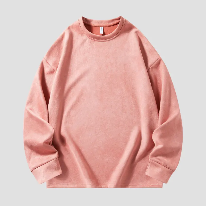 Men's Hoodie Autumn and Winter Pullover with Round Neck Patchwork Print Fashi and Casual Commuting Suede Loose Long Sleeved Tops