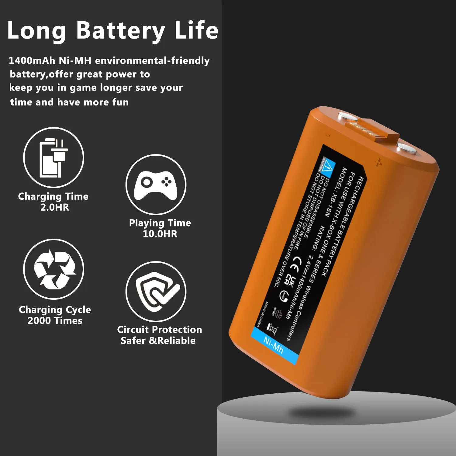Backup Battery for Xbox One S/X Elite Xbox Series S/X Wireless Controller, 1400mAh Rechargeable Ni-MH Batteri