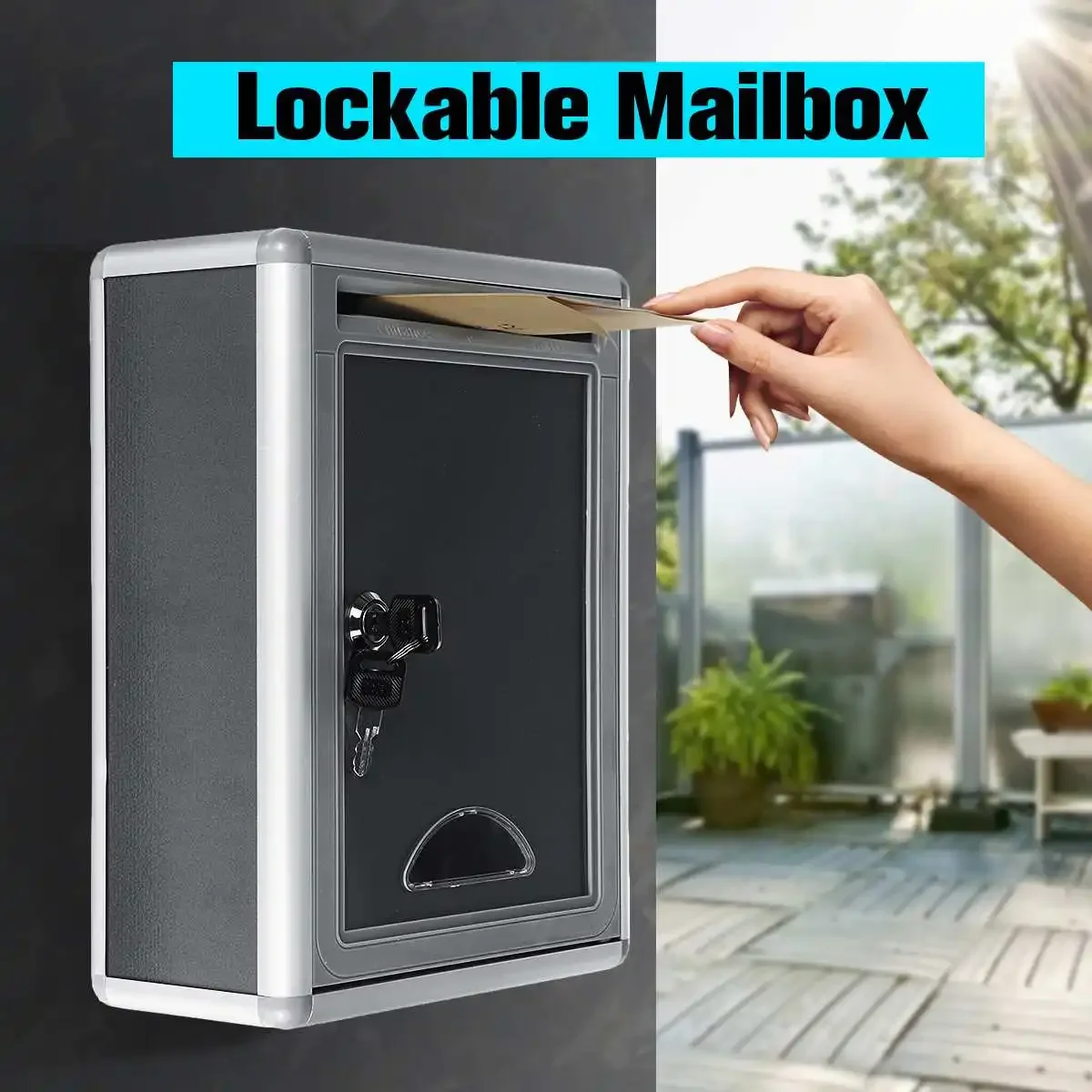 Aluminum Alloy Post Box Wall Mount Mail Iron Letter Holder Storage Outdoor Security Lockable Mailbox Home Balcony Garden Decor