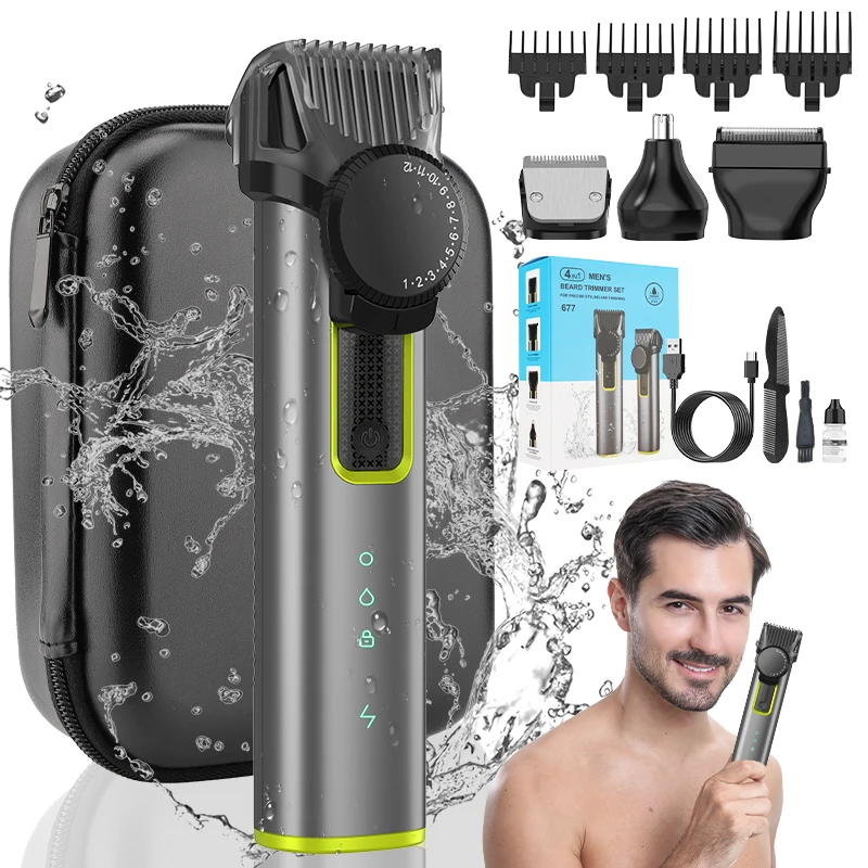 4-in-1 Hair Trimmer Electric Hair Clipper IPX5 Waterproof Cutting Machine Adjustable Shaver Nose Trimmer for Men hair clipper