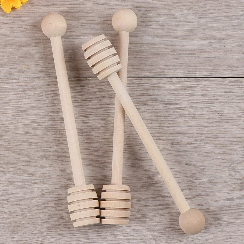 Wooden Spoon 2Pcs Wooden Honey Spoon Honey Stir Bar Jar Supplies Long Handle Mixing Stick Dessert Tools
