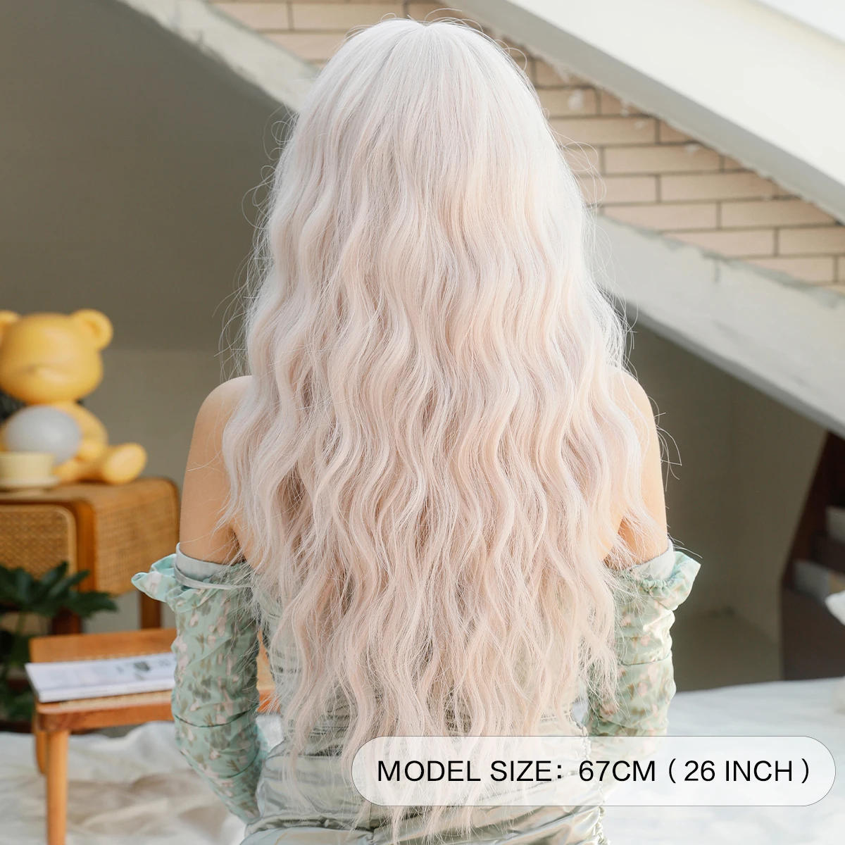 Synthetic Wig for Women Daily Party Costume Lolita Wig Long Wavy with Bangs 26 Inch