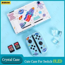 

NEW Cute Switch OLED Case PC Hard Cover Crystal Base Housing JoyCon Controller Games Shell For Nintendo Switch OLED Accessories