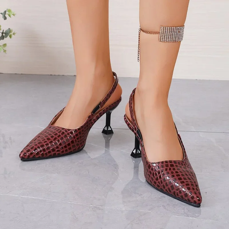 

Босоножки женские на высоком каблуке, заостренный носок, пикантные туфли-лодочки, Элегантная модная обувь, лето