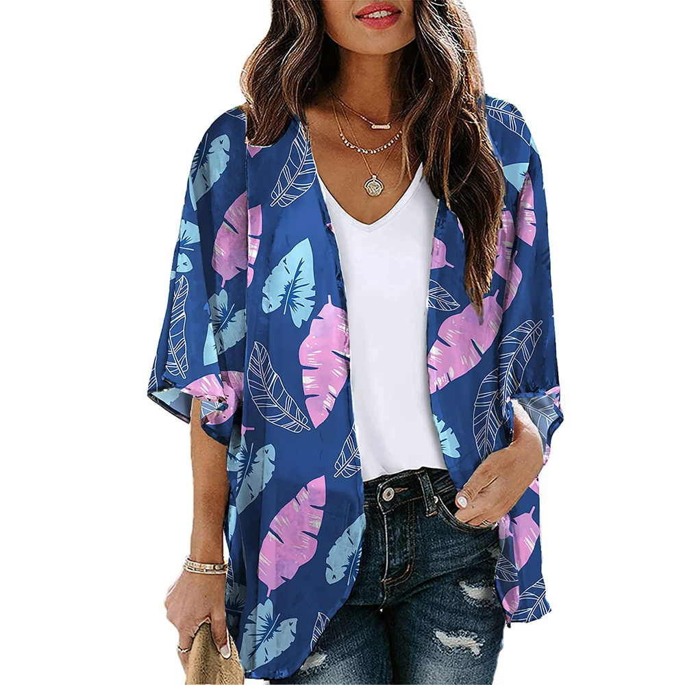 Bohemian Printed Women Summer Beach Wear Bikini Wrap Dress Pareo Tunic Swim Suit Cover Up Long Kimono Cardigan Summer Top