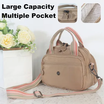 Borsa a tracolla alla moda da donna, materiale in nylon, resistente alle rughe, forma quadrata, scomparto morbido ispessito