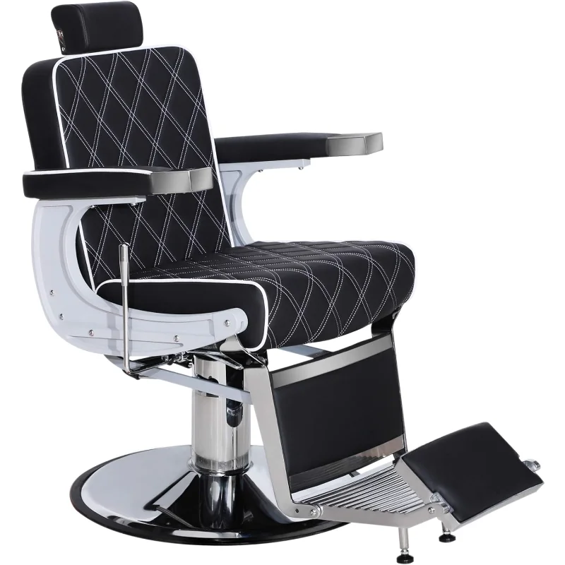 

BarberPub Heavy Duty Metal Vintage Barber Chair All Purpose Hydraulic Recline Salon Beauty Spa Shampoo Equipment 3825 (Black Wit